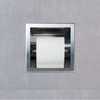 Balneo Wall Box Paper 2 recessed paper holder with built-in storage in brushed stainless steel.