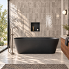 Freestanding bathtub VALIA Solid Surface Carbon Black with siphon and plug