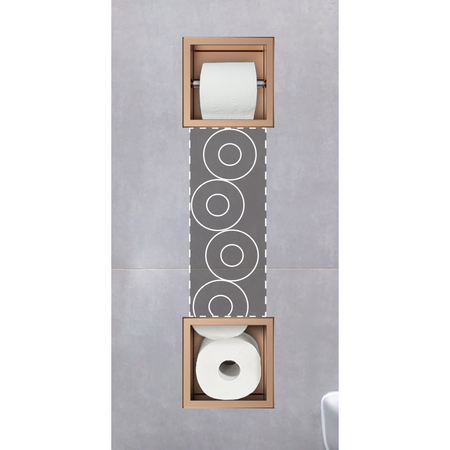 Balneo Wall Box Paper 2 Copper – Built‐In Wall-Mounted Stainless Steel Paper Holder with Storage compartment