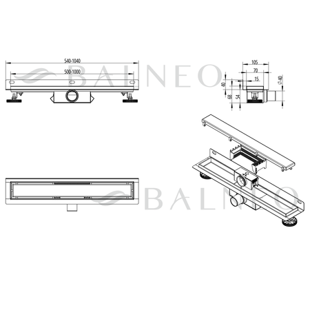 Wall-mounted shower drain Wall and Floor NEXT - 60 cm Copper
