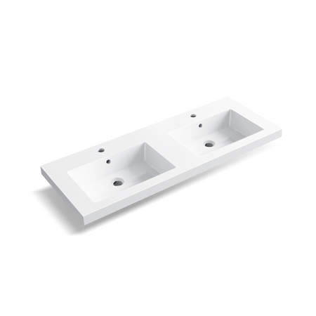 Umywalka nablatowa Balneo Mila 120 x 16 biała z konglomeratu