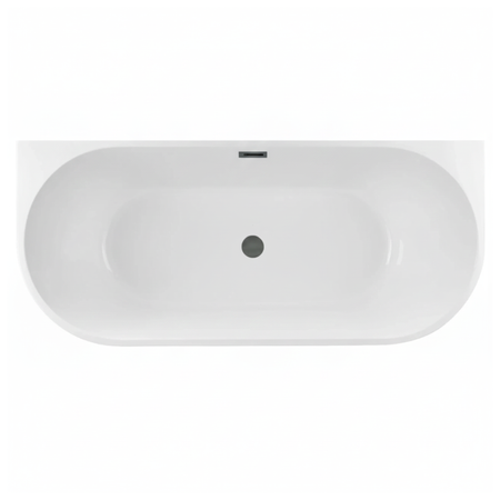 Free-standing wall-mounted bathtub Balneo VIVA white 170 x 80 cm acrylic with stainless steel frame and 6 stabilizing legs with overflow and gun metal plug