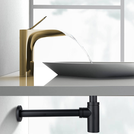 Trap basin brass Balneo black round