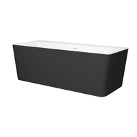 Freestanding bathtub Balneo ROMA NO RIM 170 x 80 cm white black acrylic with frame made of stainless steel and 6 stabilizing legs with overflow and white plug