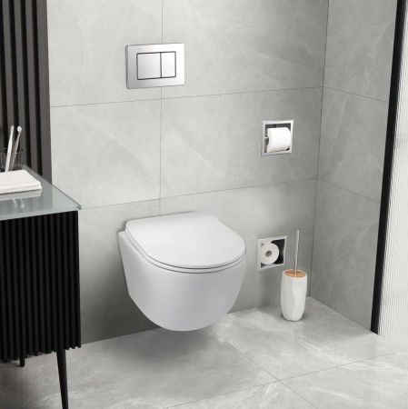 Concealed TOILET set Balneo frame / cistern frame Fix-Frame Standard with białą bowl TOILET Luna and button for choice