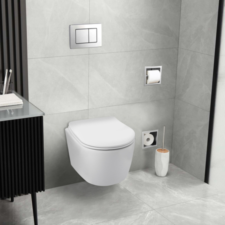 Balneo Luxa Tornado rimless white wall-hung toilet bowl with soft-close duroplast seat
