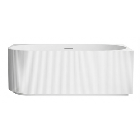 Freestanding bathtub corner right Balneo AVOLA fluted NO RIM 170 x 80 cm white acrylic with frame made of stainless steel and 6 stabilizing legs with overflow and white plug