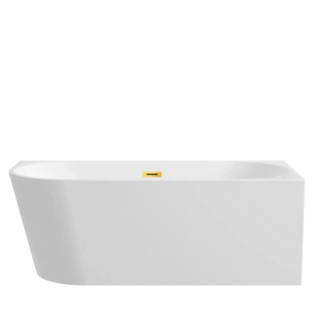 Balneo Avola right corner freestanding bathtub 170 x 80 cm white acrylic with stainless steel frame and 6 stabilizing legs with overflow and mirror gold drain