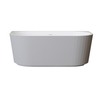 Freestanding bathtub wall-mounted Balneo VIVA fluted 160 x 75 cm white grey acrylic with frame made of stainless steel and 6 stabilizing legs with overflow and white plug