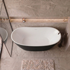 Freestanding bathtub Balneo PARMA NO RIM 170 x 72 cm white black acrylic with frame made of stainless steel and 6 stabilizing legs with overflow and white plug