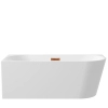 Left corner freestanding bathtub Balneo AVOLA 160 x 80 cm white acrylic with a stainless steel frame and 6 stabilizing legs, featuring a copper overflow and drain