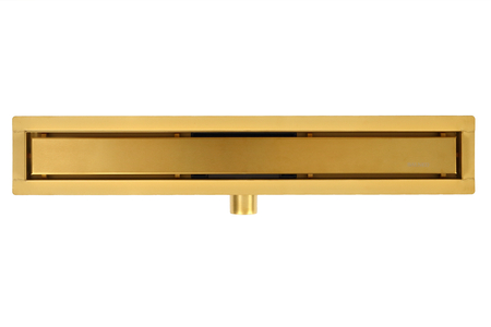Linear drain floor Balneo Duplex Next Gold 70 cm gold double-sided made of stainless steel brushed with low trap and deep sediment trap