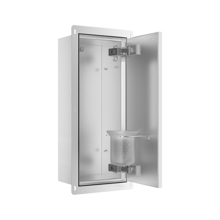 Schowek na szczotkę WC Balneo Wall Box Brush S Tiles prawy do wbudowania w ścianę ze stali nierdzewnej