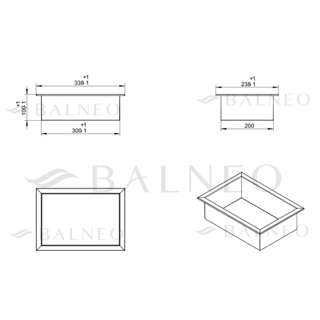 Balneo Wall Box One recessed shelf, gun metal, 30×20×10 cm, stainless steel with flange