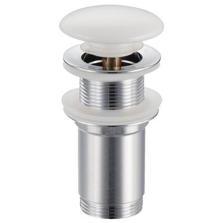 Brass washbasin stopper Balneo Klik Klak C white without overflow with ceramic head