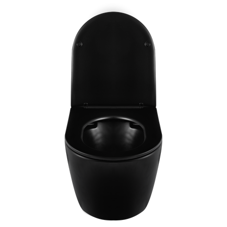 Balneo Luxa Rimless Black Wall-Mounted Toilet Bowl without Collar, with Slow-Close Duroplast Seat