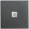 Brodzik z konglomeratu mineralnego Balneo Stone Tray 90 x 90 x 2,5 cm ciemnoszary niski kwadratowy