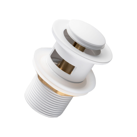 Korek umywalkowy mosiężny Balneo Klik Klak B biały z przelewem