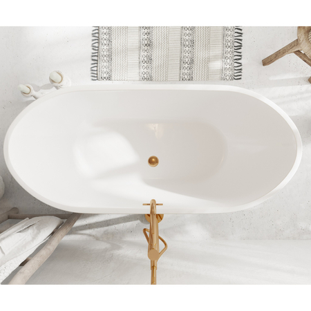 Wanna wolnostojąca Balneo PARMA 170 x 72 cm biała akrylowa z ramą ze stali nierdzewnej i 6 nóżkami stabilizującymi z przelewem i korkiem miedzianym