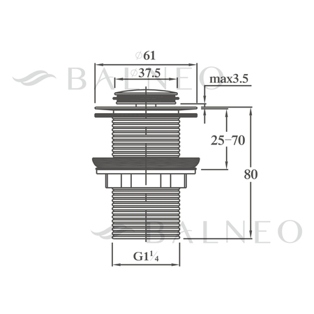Balneo Brass Click-Clack Basin Plug B, Gold, Without Overflow – Brushed Gold