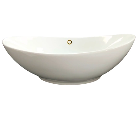 Umywalka nablatowa Balneo Zerra 59 x 39 cm biała ceramiczna z przelewem w kolorze złotym