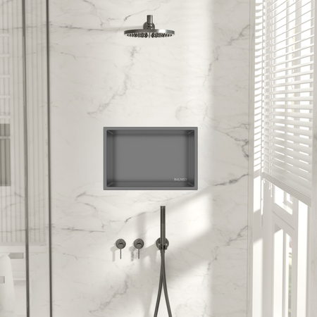 Balneo Wall Box One recessed shelf, gun metal, 30×20×10 cm, stainless steel with flange