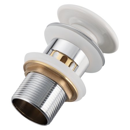 Brass washbasin stopper Balneo Klik Klak F white with basket and overflow