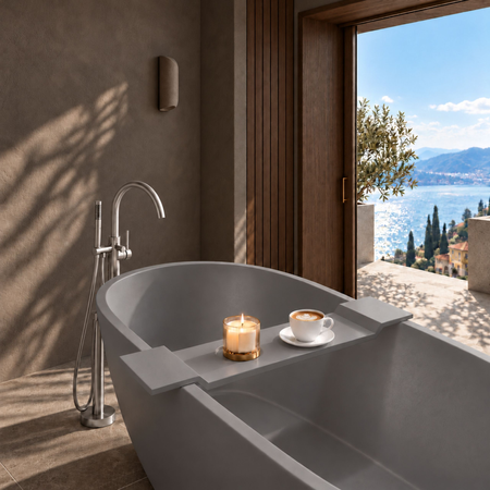 Bathtub shelf VANO Solid Surface Cemento Raw