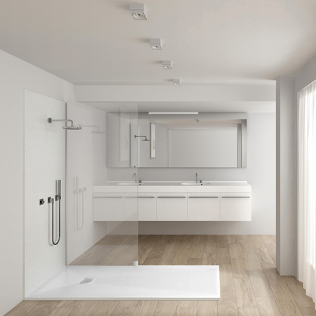 Balneo Stone Tray Composite Shower Tray, 120 × 80 × 2.5 cm, White, Low-Profile, Rectangular