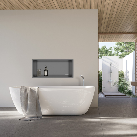 Balneo Wall Box One Gun Metal Recessed Shelf, 60 × 30 × 10 cm, Brushed Stainless Steel with Flange