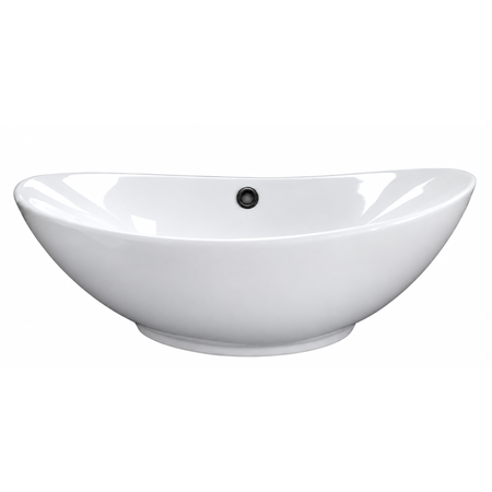 Balneo Zerra 59 × 39 cm white ceramic countertop basin with black overflow.