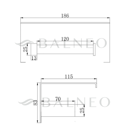 Paper holder with phone shelf Balneo Qube chrome