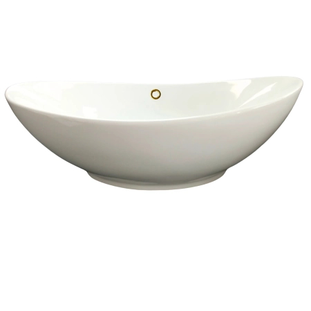 Balneo Zerra 59 × 39 cm White Ceramic Countertop Basin with Gold-Colored Overflow