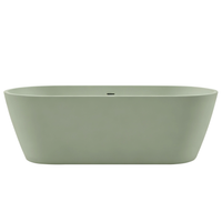 Freestanding bathtub VALIA Solid Surface Pistachio Cream with siphon and plug
