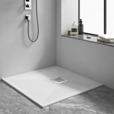 Balneo Stone Tray composite shower tray 90 x 90 x 2.5 cm white low square