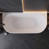 Freestanding bathtub wall-mounted Balneo VIVA NO RIM 160 x 75 cm white black acrylic with frame made of stainless steel and 6 stabilizing legs with overflow and white plug
