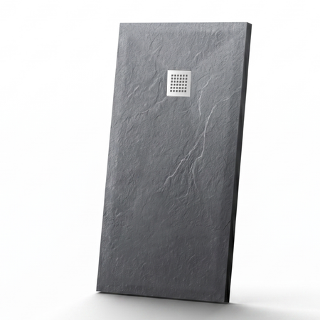 Balneo Stone Tray Composite Shower Tray 100 x 80 x 2.5 cm, Dark Gray, Low-Profile Rectangular