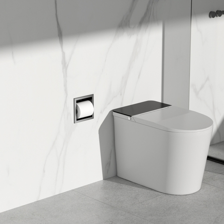 Balneo Wall Box Paper Holder 1 Gun Metal built into a stainless steel wall
