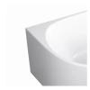 Right corner freestanding bathtub Balneo AVOLA 160 x 80 cm white acrylic with a stainless steel frame and 6 stabilizing legs, featuring a white overflow and drain