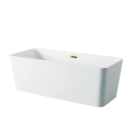 Balneo ROMA freestanding bathtub 170 x 80 cm white acrylic with stainless steel frame and 6 stabilising legs with overflow and gold plug