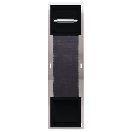 Balneo Wall Box Paper 2 Black Recessed Stainless Steel Paper Holder with Storage Compartment