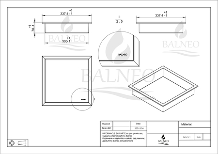 Niche shelf Balneo Wall Box One Black 30 x 30 x 7 cm black made of stainless steel with flange