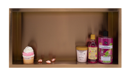 Półka wnękowa Balneo Wall Box One Copper 60 x 30 x 10 cm miedziana ze stali nierdzewnej z kołnierzem