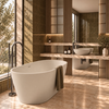 Freestanding bathtub VALIA Solid Surface Cashmere Dune with siphon and plug