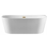 Balneo VIVA wall-mounted freestanding bathtub, white, 160 x 75 cm, acrylic, with stainless steel frame and 6 stabilizing legs, overflow, and gold click-clack drain