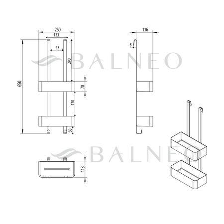 BALNEO Półka na kabinę MARELLO GUN METAL