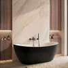 Freestanding bathtub Balneo PARMA NO RIM 170 x 72 cm white black acrylic with frame made of stainless steel and 6 stabilizing legs with overflow and white plug