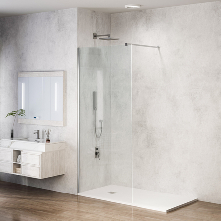 Shower screen Balneo Beira 70 x 200 cm chrome glass transparent 8 mm