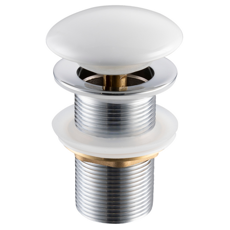Brass washbasin stopper Balneo Klik Klak A white without overflow with ceramic head