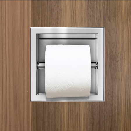 Balneo Wall Box Paper 1 Recessed In-Wall Paper Holder, Brushed Stainless Steel